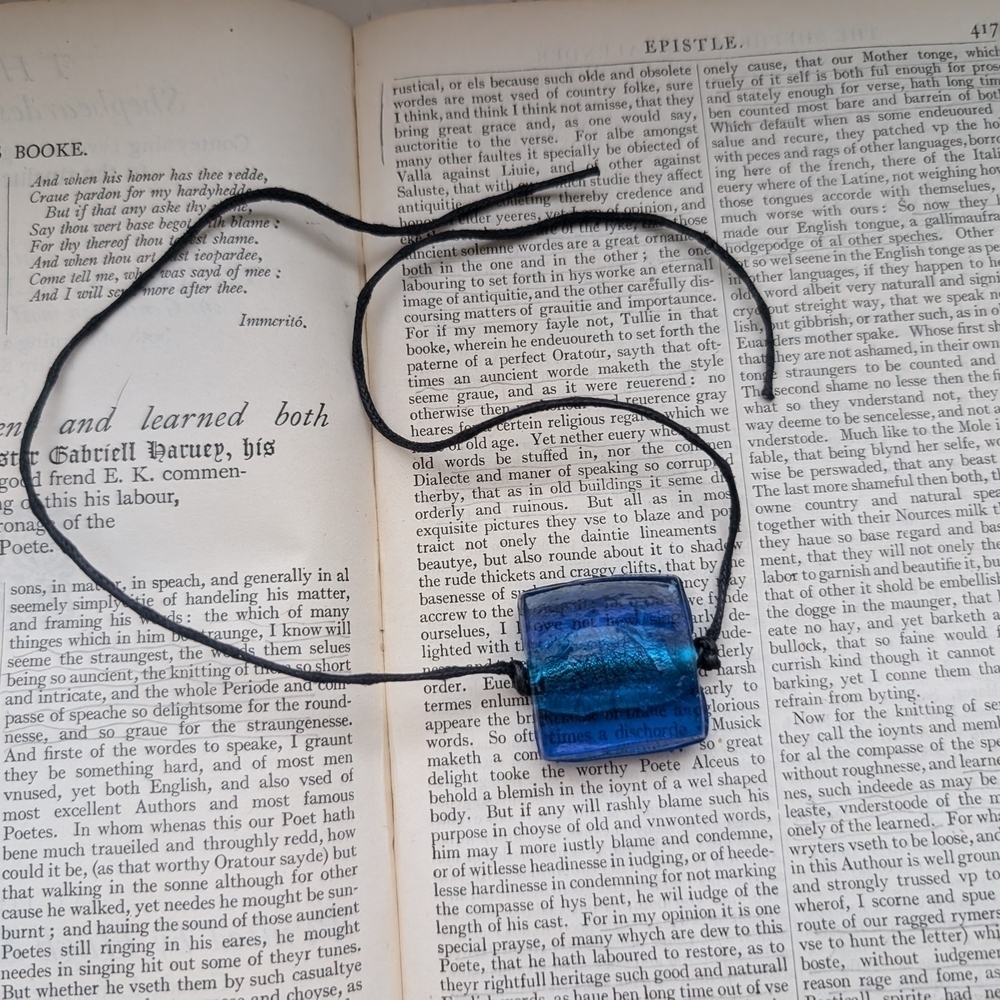 Blue Glass Pendant Necklace